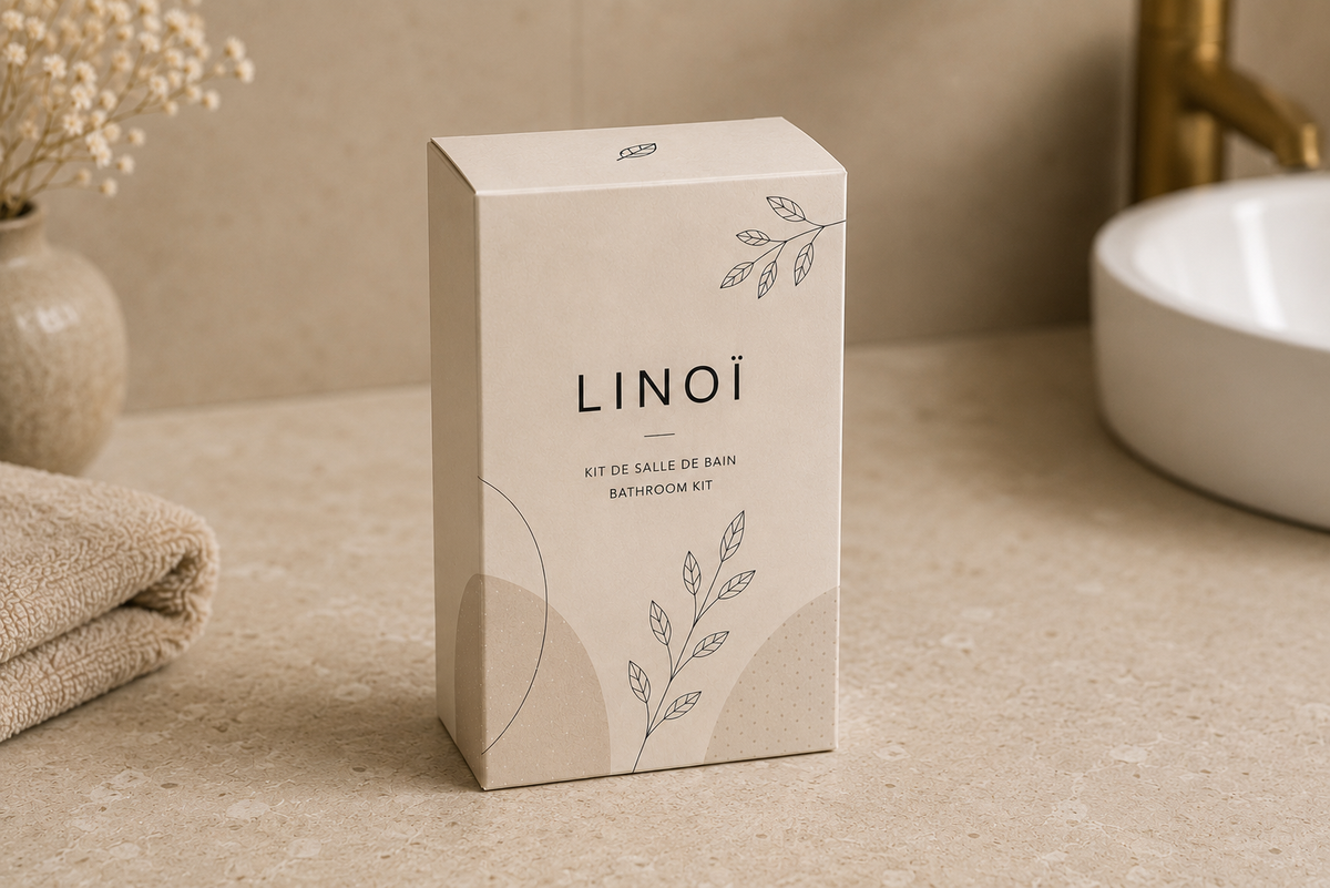 Échantillon Kit Salle de Bain LINOÏ pour Airbnb & Hôtels – Précommande Livraison Octobre